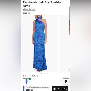 Vince Camuto Floral Mock Neck One-Shoulder Gown size 6